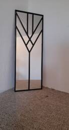 Small Black Leaded Mirror Line Art Deco Decorative - thumbnail 4