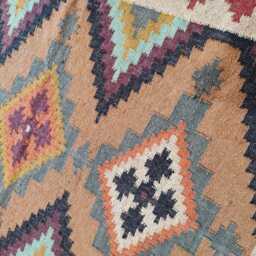 Handwoven Wool Jute Kilim Rug - Tribal Geometric Flatweave Carpet For Living Room & Bedroom - thumbnail 3