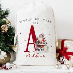 Xl Personalised Santa Sack, Christmas Gift Bag, Red Bear 1St Xmas Stocking Filler, Father Christmas, Traditional - thumbnail 2