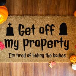 Get Off My Property - Halloween Doormat Funny Door Mat Tired Of Hiding The Bodies Decorations Fall Decor Porch - thumbnail 2