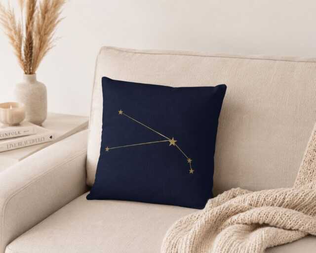 Taurus Zodiac Constellation Pillow Cover 40x40 cm, Astrology Cushion, Celestial Throw Pillow, Gift, Navy Gold Decor - image 1