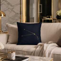 Taurus Zodiac Constellation Pillow Cover 40x40 cm, Astrology Cushion, Celestial Throw Pillow, Gift, Navy Gold Decor - thumbnail 2