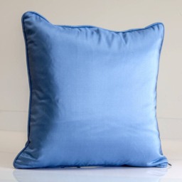 Blue Silk Strie Pillow Cover, Designer Home Decor - thumbnail 2