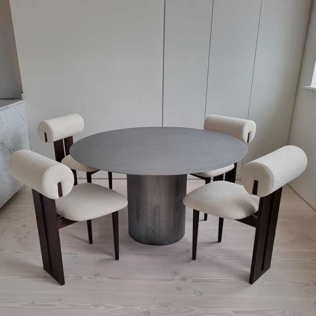 Handmade Natural Steel Round Dining Table Minimalist Industrial Design - image 1