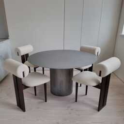 Handmade Natural Steel Round Dining Table Minimalist Industrial Design - thumbnail 1