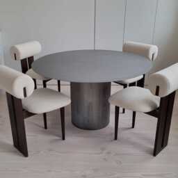 Handmade Natural Steel Round Dining Table Minimalist Industrial Design - thumbnail 4