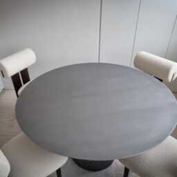 Handmade Natural Steel Round Dining Table Minimalist Industrial Design - thumbnail 2