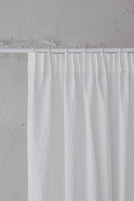 Pencil Pleat Linen Curtain - Off-White Window Panel, Natural Washed Drapery, For Light, Airy Interiors, Bedroom Or Living Room - image 1