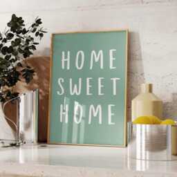 Home Sweet Home, Green Poster, Daily Affirmations Minimalist Decor, Cute Living Room Print, Natural Wall Art, Simply Art - thumbnail 3