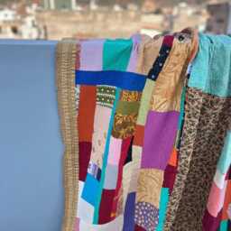 Cotton Kantha Patchwork Quilt Block Print Reversible Handmade Vintage Bedding Throw - thumbnail 3