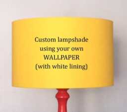 Custom Drum Lampshade - Use Your Own Wallpaper - White Lining Table Lamp
