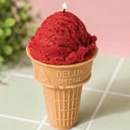 Handcrafted Beeswax Ice Cream Cone Candle Custom Color - thumbnail 2