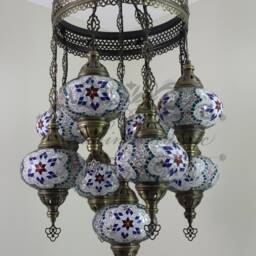 9 Ball Turkish Sultan Mosaic Chandelier No3 - Large Globes Red - thumbnail 3