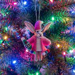 Christmas Party Animal Hare Decoration Gin Cocktail, Handmade Needle Felt Wool - thumbnail 4