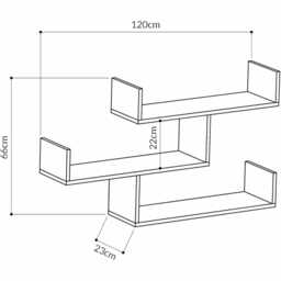 3-Tier Wall Shelf - Modern Floating Unit, Easy Assembly, Multiple Colors 119 X 66.5 22 cm - White - thumbnail 2