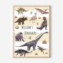 Dinosaur Prints For A Bedroom, Nursery Or Playroom, Including Personalised Initial Print - Prints Only - thumbnail 2