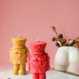 Nutcracker Christmas Candle Vegan Soy Wax Holiday Decor - thumbnail 3
