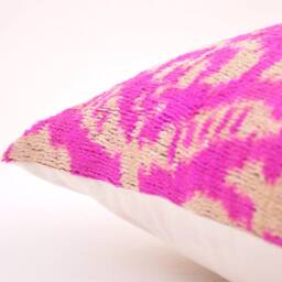 Velvet Cushion Pink Pillow Cover Throw Ikat Silk Decorative Customizable Lumbar - thumbnail 4