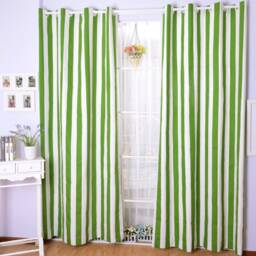 Window Curtain Panel/Window Treatment/Topper/Kitchen/Bathroom Shower Panel, Kids Nursery Childrenplayroom-Green White Stripe, Freegift - thumbnail 1