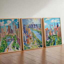 Set Of 3 Boston Massachusetts Posters, Travel Posters Set, Prints, Wall Art, City Decor, Skyline Print - thumbnail 2
