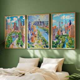 Set Of 3 Boston Massachusetts Posters, Travel Posters Set, Prints, Wall Art, City Decor, Skyline Print - thumbnail 3
