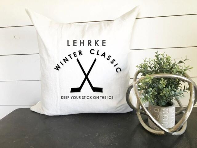 Custom Hockey Pillow - 18 X 18, Home Decor, Cushion, Throw Pillow, Gift, Present, Custom Home, House, Winter Winter, Snow