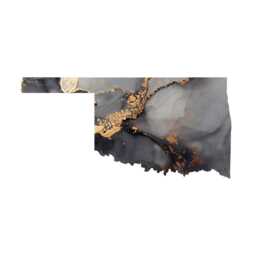 Set Of 3 Oklahoma Black & Gold Wall Art - Map Skyline Typography Illinois United States - thumbnail 2