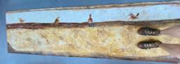 Hand-Painted Carolina Wren Floorcloth Abstract Bird Art Rug - thumbnail 1