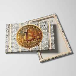 Bitcoin Dollar Stacks Crypto Finance Motivational Inspirational, Framed Canvas Wall Art Poster Print, Home Office & Room Decor, Gift Idea - thumbnail 2