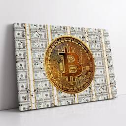 Bitcoin Dollar Stacks Crypto Finance Motivational Inspirational, Framed Canvas Wall Art Poster Print, Home Office & Room Decor, Gift Idea - thumbnail 3