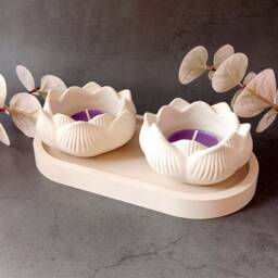 Lotus Candle Holder Set Oval Jewellery Tray Gift Box For Her - thumbnail 3