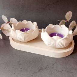 Lotus Candle Holder Set Oval Jewellery Tray Gift Box For Her - thumbnail 1