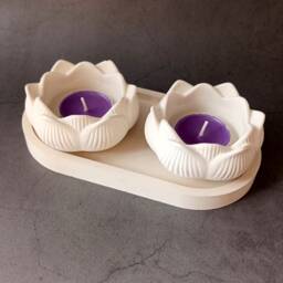 Lotus Candle Holder Set Oval Jewellery Tray Gift Box For Her - thumbnail 2