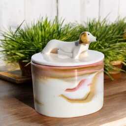 Handmade Pink Dachshund Ceramic Bowl - Salt, Sugar, Or Spice Jar With Lid Unique Dog Lover Gift - thumbnail 2