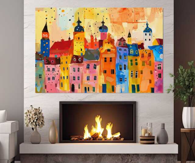 Abstract Riga Painting Canvas Print, Wall Art, Poster, Latvia Painting, Framed & Ready To Hang - image 1