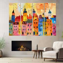 Abstract Riga Painting Canvas Print, Wall Art, Poster, Latvia Painting, Framed & Ready To Hang - thumbnail 3