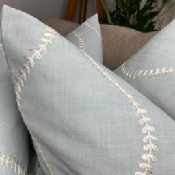 Embroidered Blue Cushion Cover, Contemporary Sofa Bed Pillow Double Sided Throw Cover Livingroom Home Accessories, Chattis - thumbnail 2