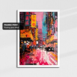 Hong Kong Street Market City Road Abstract Oil Painting Framed Poster Print & Canvas Wall Decor Art Bedroom Home Interior Gift - thumbnail 3