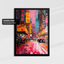 Hong Kong Street Market City Road Abstract Oil Painting Framed Poster Print & Canvas Wall Decor Art Bedroom Home Interior Gift - thumbnail 2