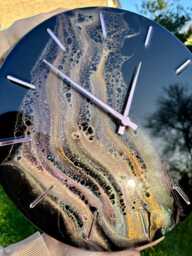 Black Rainbow Epoxy Resin Clock, Shiny Design