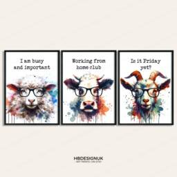 Animal Home Office Prints - Set Of 3 Posters - Funny Quotes Decor Work From Wall Art Wfh Gifts Coworker Workplace Pictures - thumbnail 2