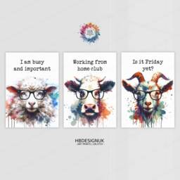 Animal Home Office Prints - Set Of 3 Posters - Funny Quotes Decor Work From Wall Art Wfh Gifts Coworker Workplace Pictures - thumbnail 1
