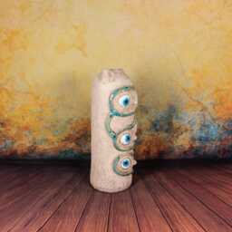 Three-Faced Ceramic Monster Sculpture Handmade Quirky Desk Decor - thumbnail 4