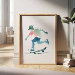 Skateboarder Poster Prints - Set Of 3 Posters - Skateboard Wall Art Kids Room Decor Gift Skateboarding Artwork Boys Bedroom Gifts - thumbnail 3