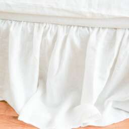 Handmade Milk White Linen Bed Skirt - Gathered Ruffle, Oeko Tex Certified - thumbnail 3