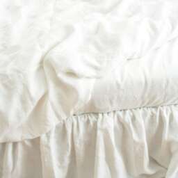 Handmade Milk White Linen Bed Skirt - Gathered Ruffle, Oeko Tex Certified - thumbnail 2