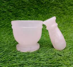 Morter With Pestle Handmade Natural Pink Calcite Stone Carving