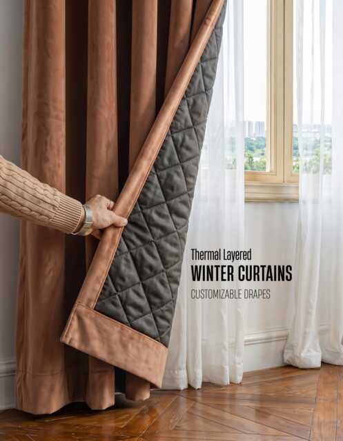 Thermal Layered Velvet Curtain, Winter Curtain With 3 Layer-Lined, Soundproof Room Divider - image 1