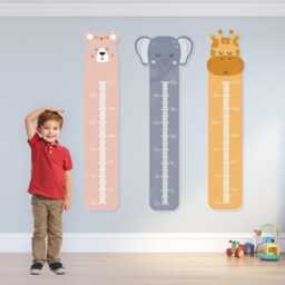 Cute Animals Height Chart Bear Elephant Giraffe Characters Vinyl Wall Stickers Kids Bedroom Decoration Poster Zoo Boys Girls 3 To Choose - thumbnail 1