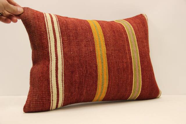 Throw Lumbar Kilim Pillow 14x20 in - 35x50 cm Boho Pillowcover Kilim Cushion Cover Tribal Pillow 4Bef-587 - image 1